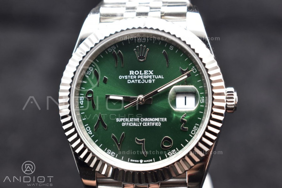 DateJust 41 126334 DIWF 1:1 Best Edition 904L Steel Green Dial Arabic Marker on Jubilee Bracelet SA3235