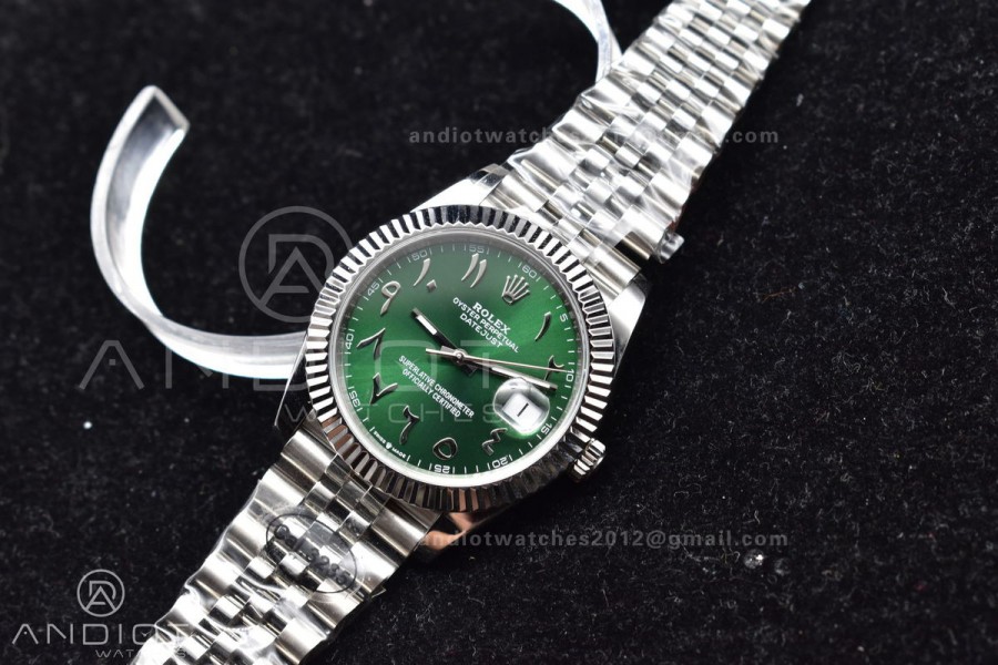 DateJust 41 126334 DIWF 1:1 Best Edition 904L Steel Green Dial Arabic Marker on Jubilee Bracelet SA3235