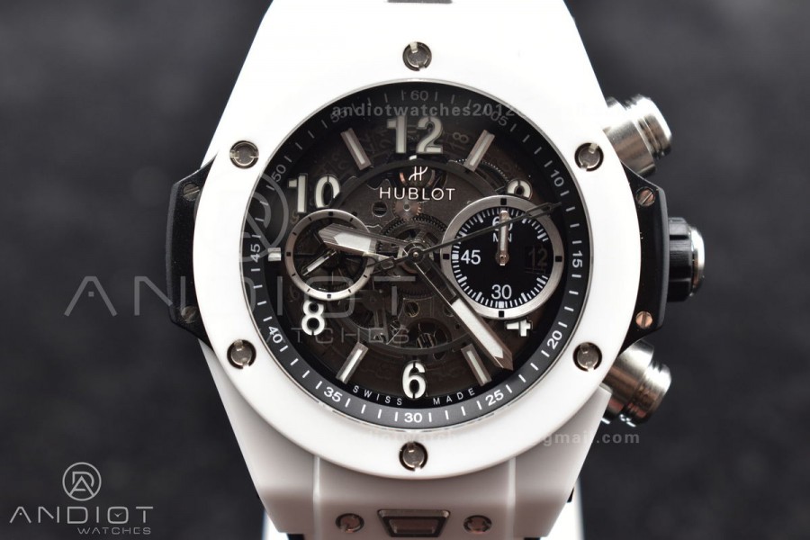 Big Bang Unico White Ceramic ZF 1:1 Best Edition Skeleton Dial on White Rubber Strap A1280