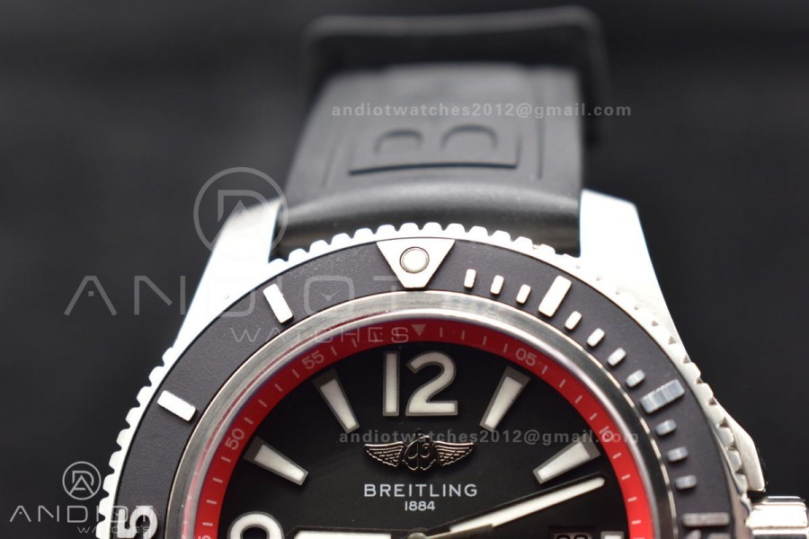 Superocean Automatic 44 BLSF 1:1 Best Edition Black Dial And Bezel With Orange Rehaut On Black Rubber Strap A2824
