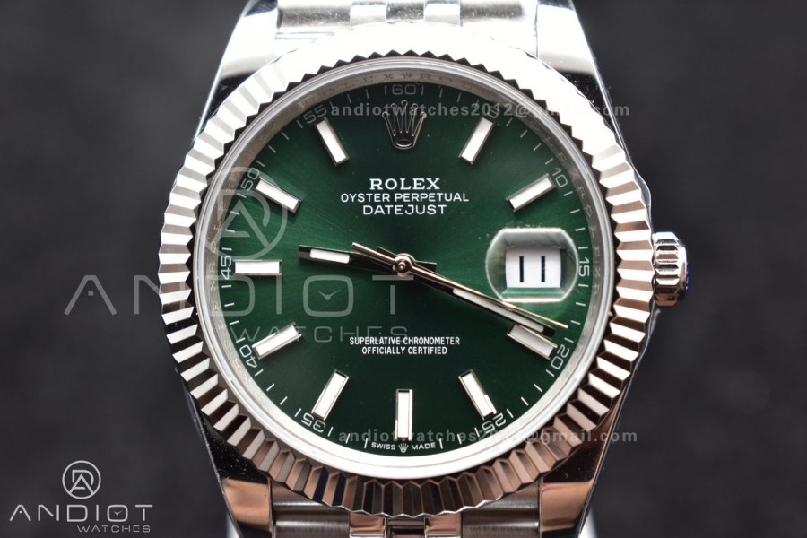 DateJust 41 126334 DIWF 1:1 Best Edition 904L Steel Green Sundust Dial on Jubilee Bracelet SA3235