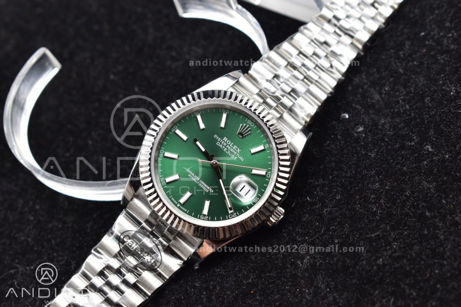DateJust 41 126334 DIWF 1:1 Best Edition 904L Steel Green Sundust Dial on Jubilee Bracelet SA3235