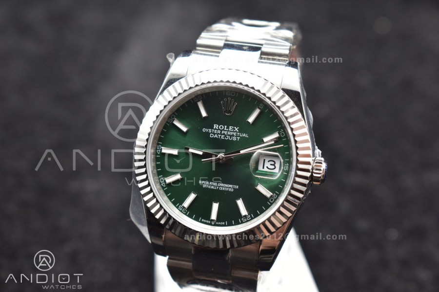 DateJust 41 126334 DIWF 1:1 Best Edition 904L Steel Green Sundust Dial on Oyster Bracelet SA3235