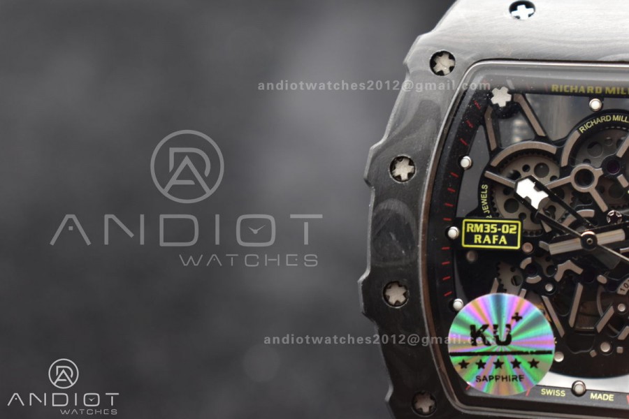 RM035-02 KUF Best Edition Skeleton Dial Red on Black Rubber Strap MIYOTA8215