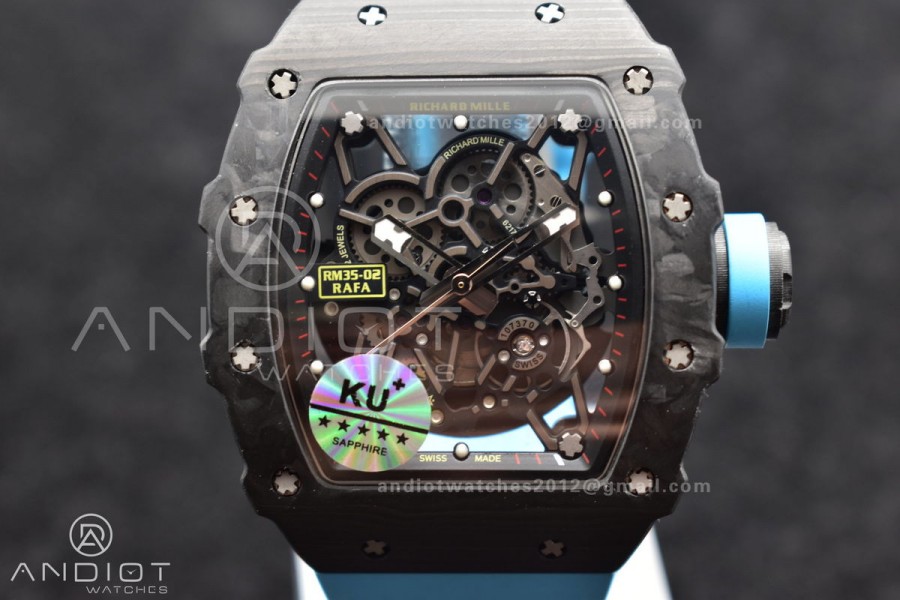 RM035-02 KUF Best Edition Skeleton Dial Red on Blue Rubber Strap MIYOTA8215 