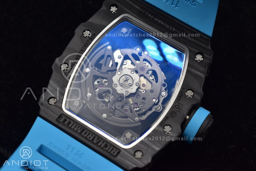 RM035-02 KUF Best Edition Skeleton Dial Red on Blue Rubber Strap MIYOTA8215 