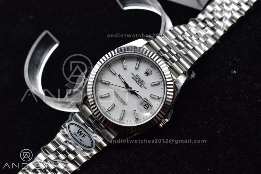 Datejust 41 SS 904L Steel WF 1:1 Best Edition White Stick Dial on SS Jubilee Bracelet A3235