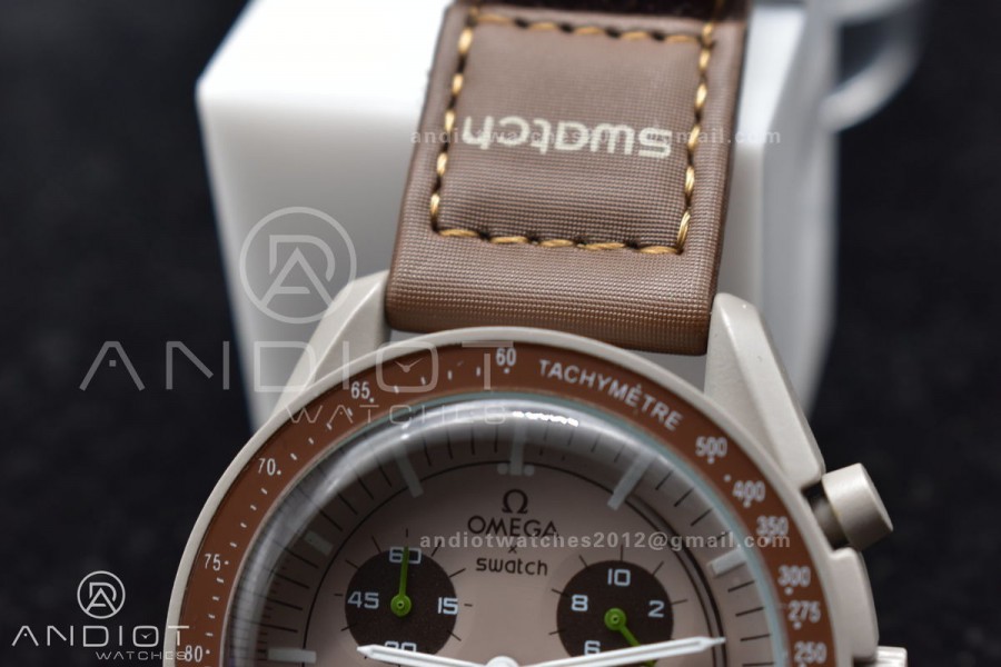 Swatch X Omega Bioceramic Moonwatch Mission To Saturn On Nylon Strap Quartz