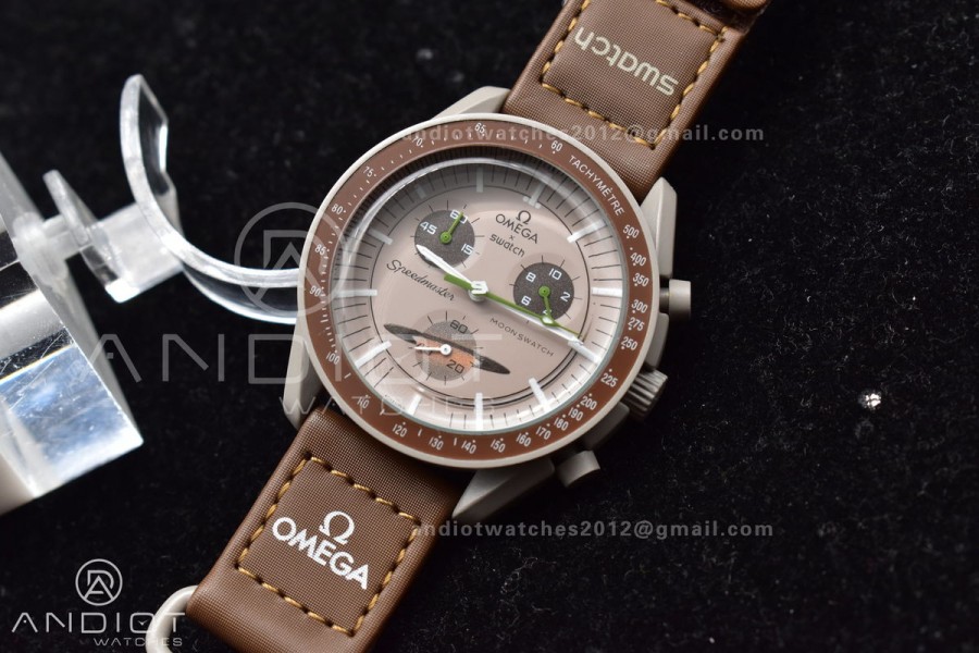 Swatch X Omega Bioceramic Moonwatch Mission To Saturn On Nylon Strap Quartz