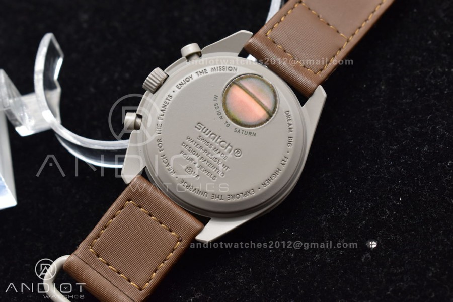 Swatch X Omega Bioceramic Moonwatch Mission To Saturn On Nylon Strap Quartz