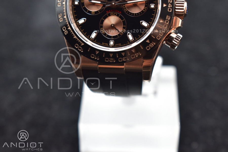 Daytona 116515 BTF 1:1 Best Edition Black/RG Dial on Oysterflex Rubber Strap SA4130