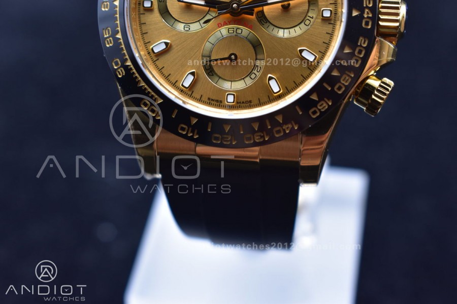 Daytona 116518 BTF 1:1 Best Edition YG Lume Dial on Oysterflex Rubber Strap SA4130