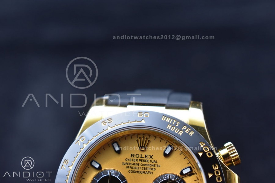 Daytona 116518 BTF 1:1 Best Edition YG/Black Dial on Oysterflex Rubber Strap SA4130