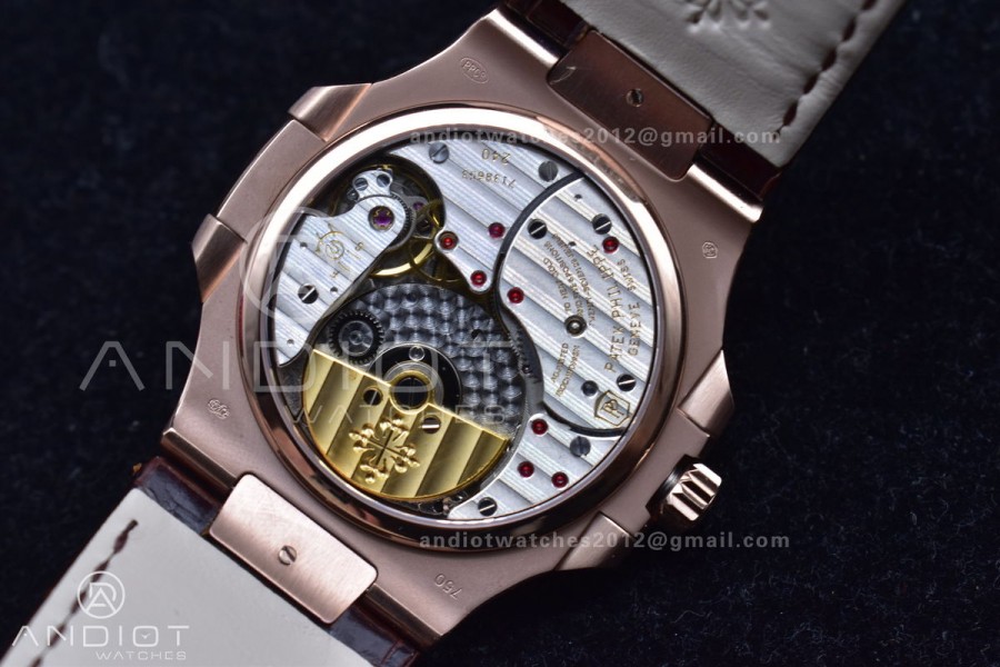 Nautilus 5712 SS/RG GRF Best Edition Gray Dial on Brown Croco Strap A23J