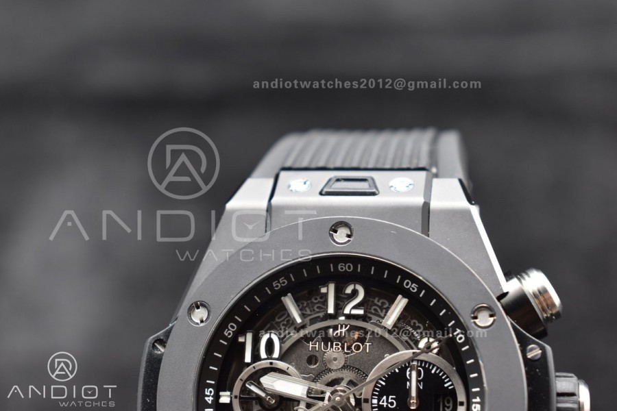 Hublot Big Bang Unico Titanium ZF 1:1 Best Edition Black Skeleton Dial On Black Rubber Strap A1280
