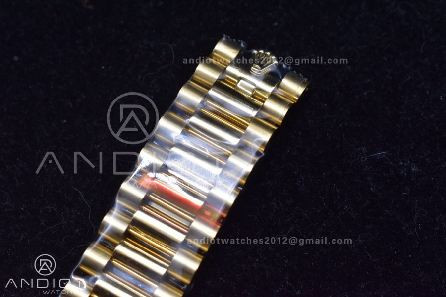 DayDate 40 YG JDF Gain Weight 904L Steel YG Dial Stick Markers on President Bracelet A2836 V2