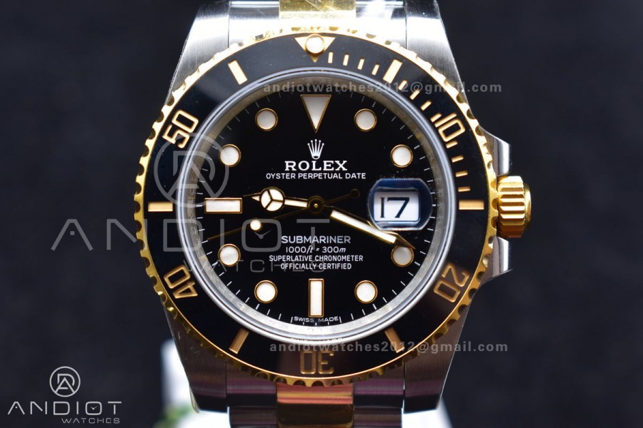 Submariner 116613 LN SS/YG Black Ceramic 904L Steel King1:1 Best Edition 3135