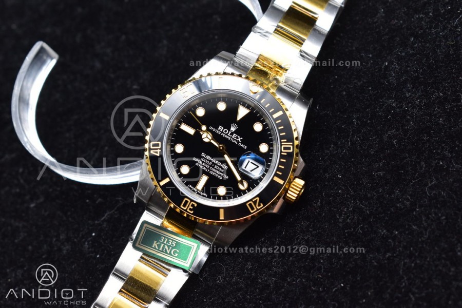 Submariner 116613 LN SS/YG Black Ceramic 904L Steel King1:1 Best Edition 3135