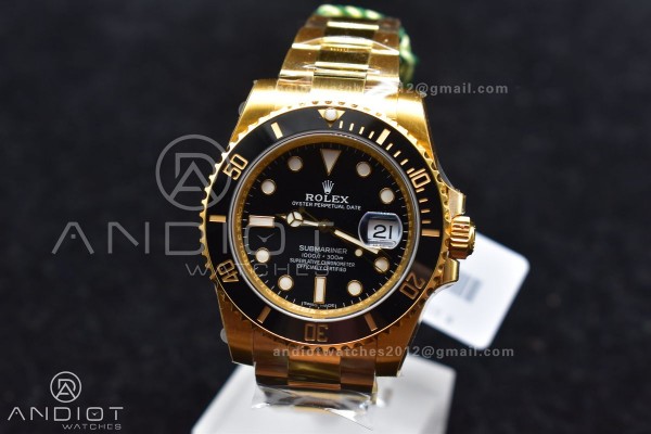 Submariner 126618 LN YG Black Ceramic 904L Steel V...