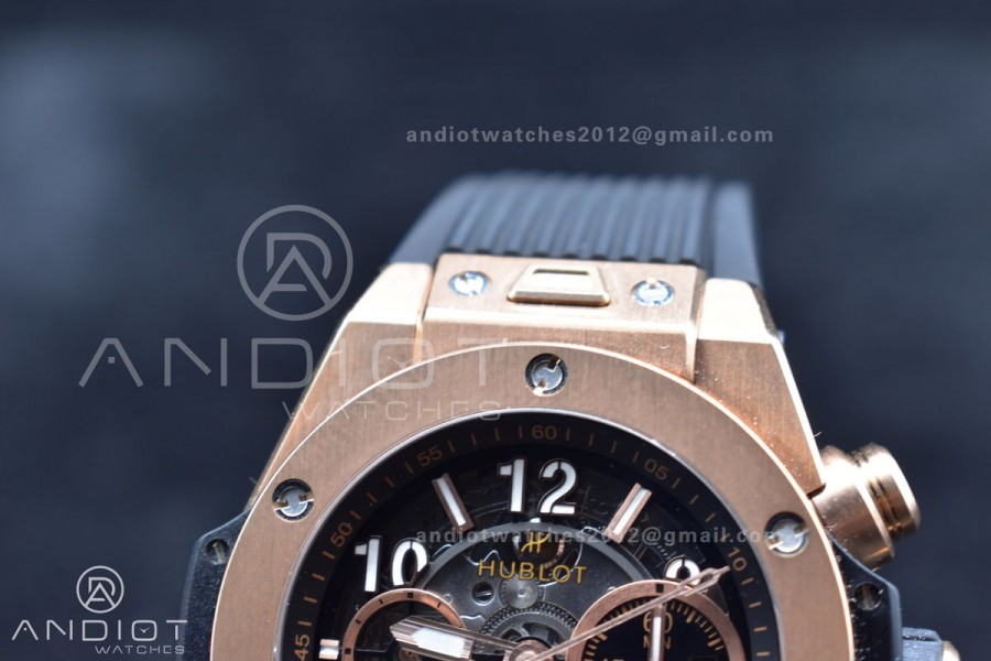 Hublot Big Bang Unico RG ZF 1:1 Best Edition Skeleton Dial on Black Rubber Strap A1280