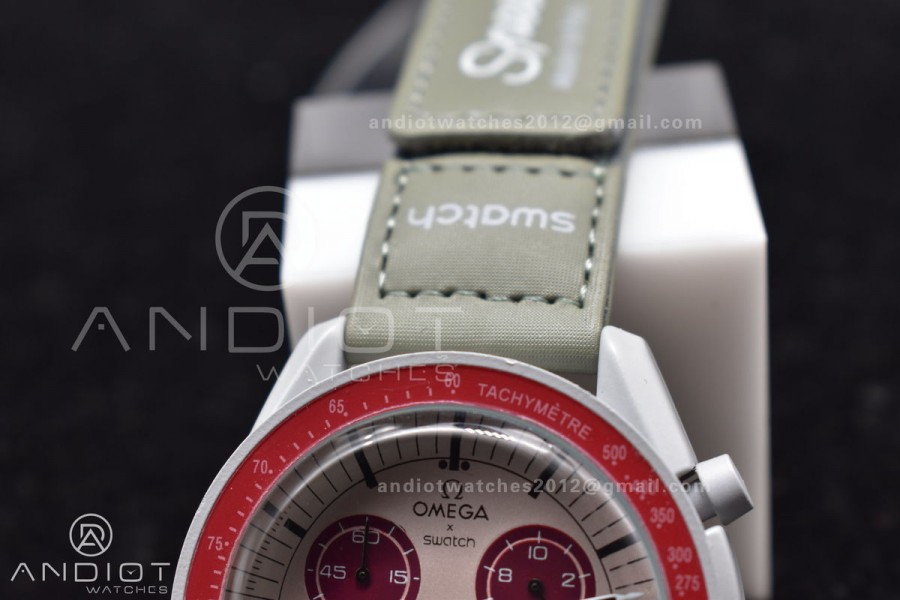 Swatch x Omega Bioceramic Moonwatch Mission to Pluto on Nylon Strap Quartz