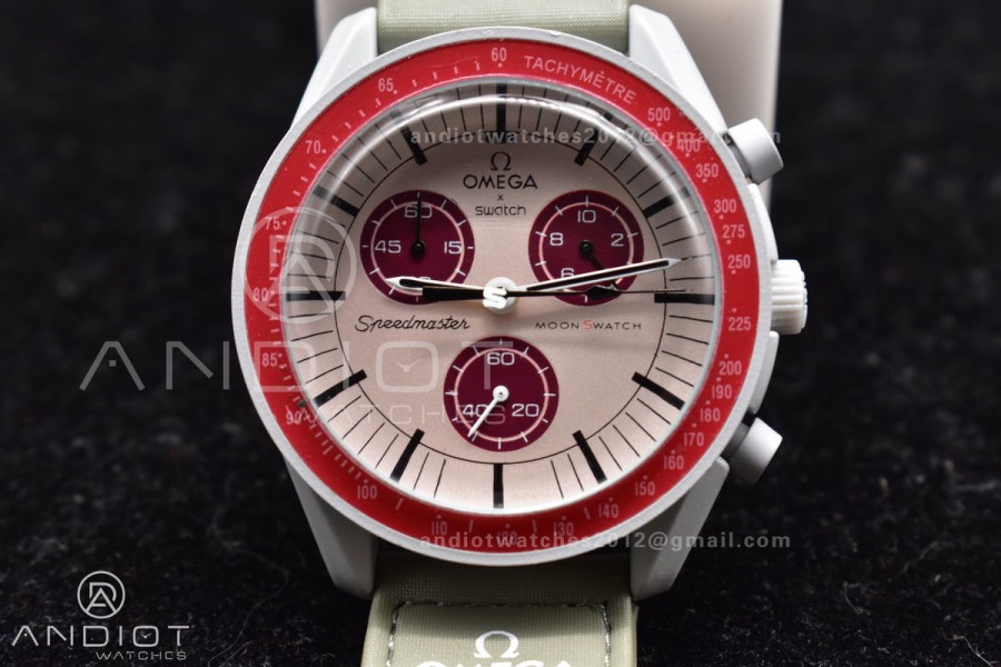 Swatch x Omega Bioceramic Moonwatch Mission to Pluto on Nylon Strap Quartz