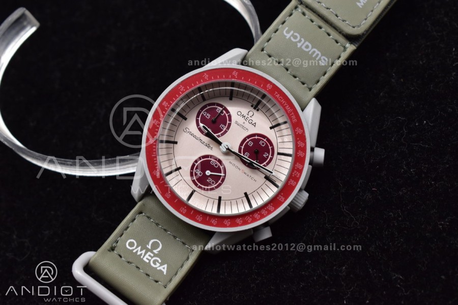 Swatch x Omega Bioceramic Moonwatch Mission to Pluto on Nylon Strap Quartz