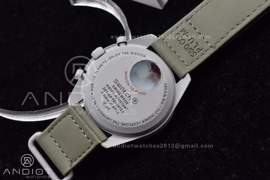 Swatch x Omega Bioceramic Moonwatch Mission to Pluto on Nylon Strap Quartz