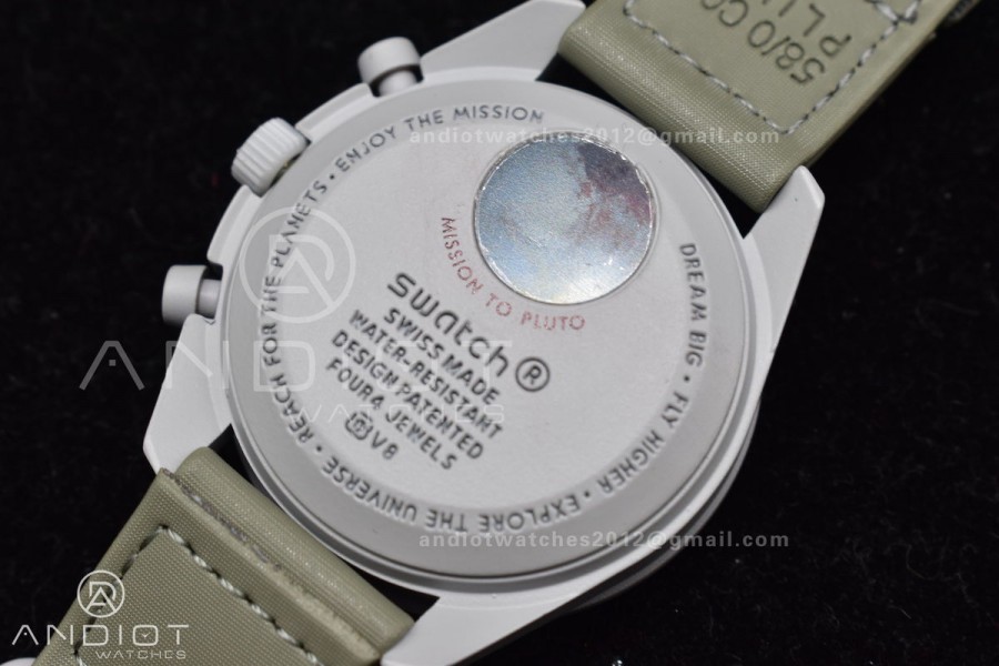 Swatch x Omega Bioceramic Moonwatch Mission to Pluto on Nylon Strap Quartz