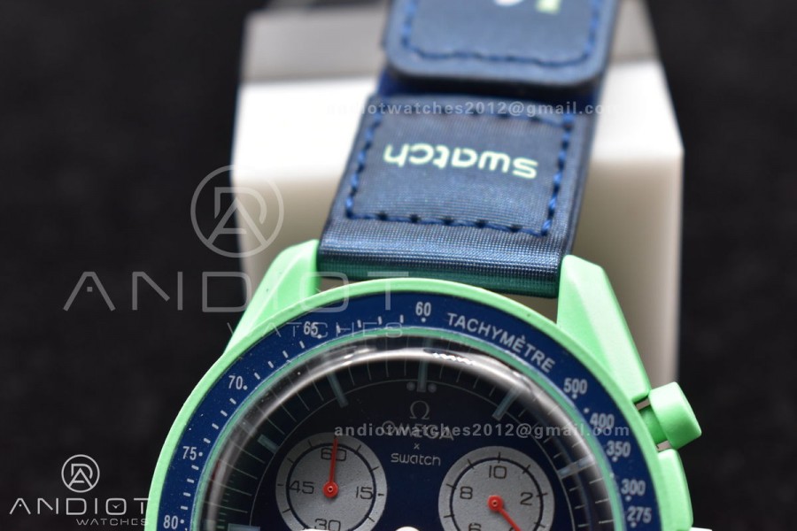 Swatch x Omega Bioceramic Moonwatch Mission to Earth on Nylon Strap Quartz