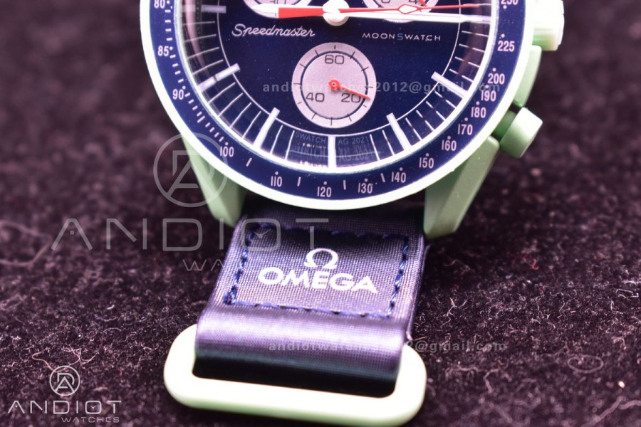 Swatch x Omega Bioceramic Moonwatch Mission to Earth on Nylon Strap Quartz
