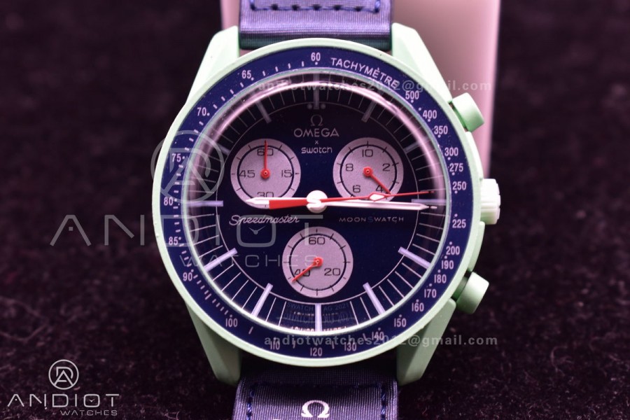 Swatch x Omega Bioceramic Moonwatch Mission to Earth on Nylon Strap Quartz