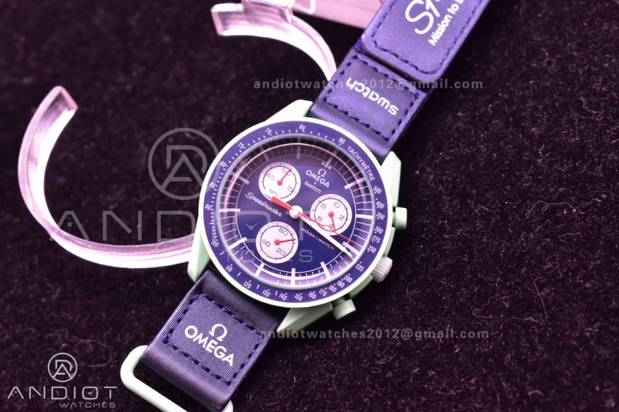 Swatch x Omega Bioceramic Moonwatch Mission to Earth on Nylon Strap Quartz
