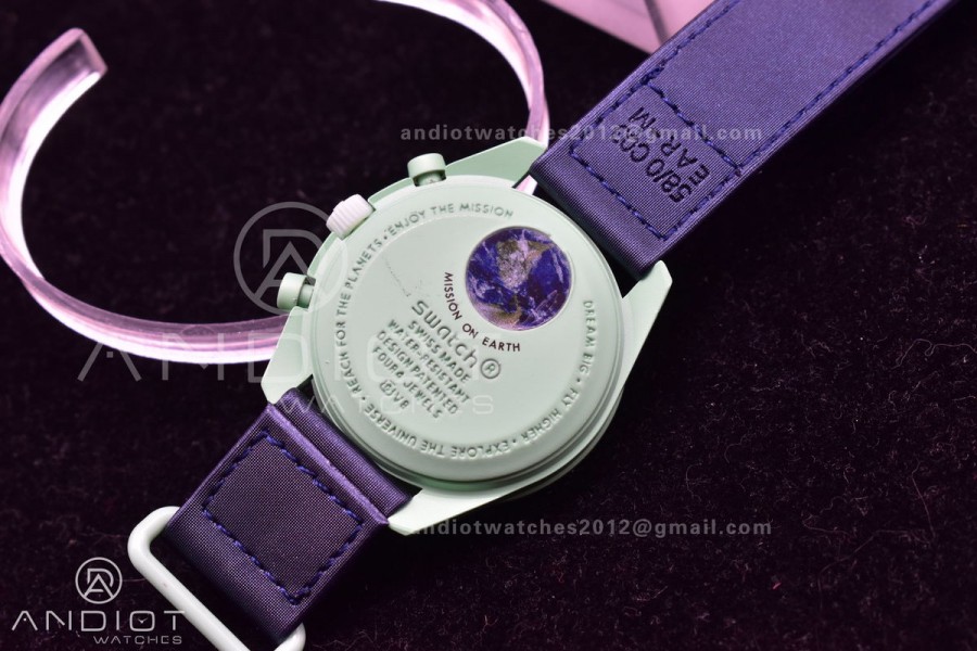 Swatch x Omega Bioceramic Moonwatch Mission to Earth on Nylon Strap Quartz