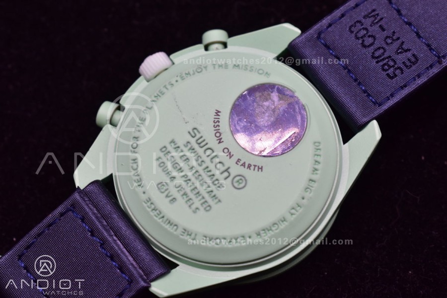 Swatch x Omega Bioceramic Moonwatch Mission to Earth on Nylon Strap Quartz