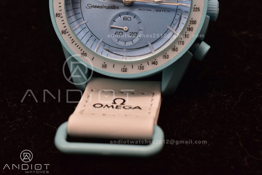 Swatch x Omega Bioceramic Moonwatch Mission to Uranus on Nylon Strap Quartz