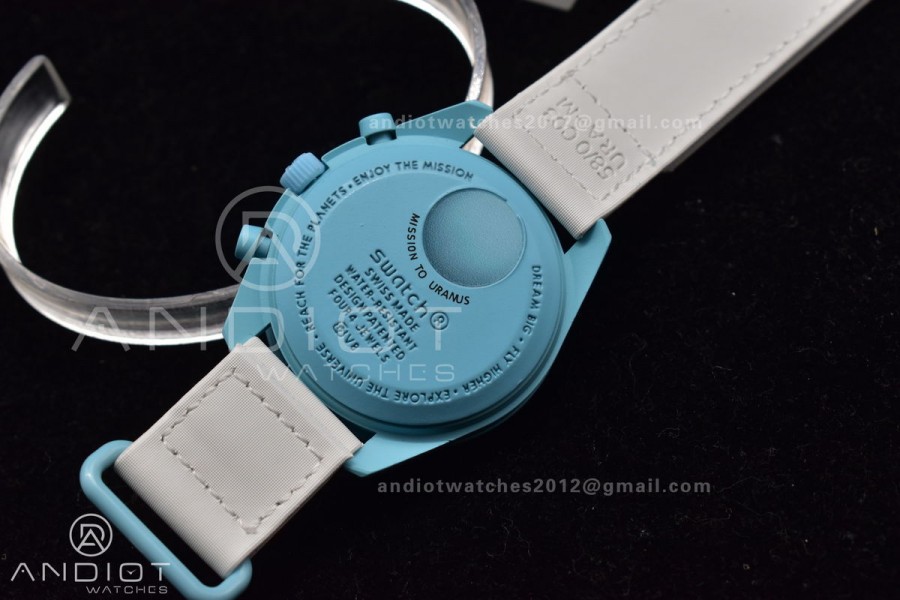 Swatch x Omega Bioceramic Moonwatch Mission to Uranus on Nylon Strap Quartz