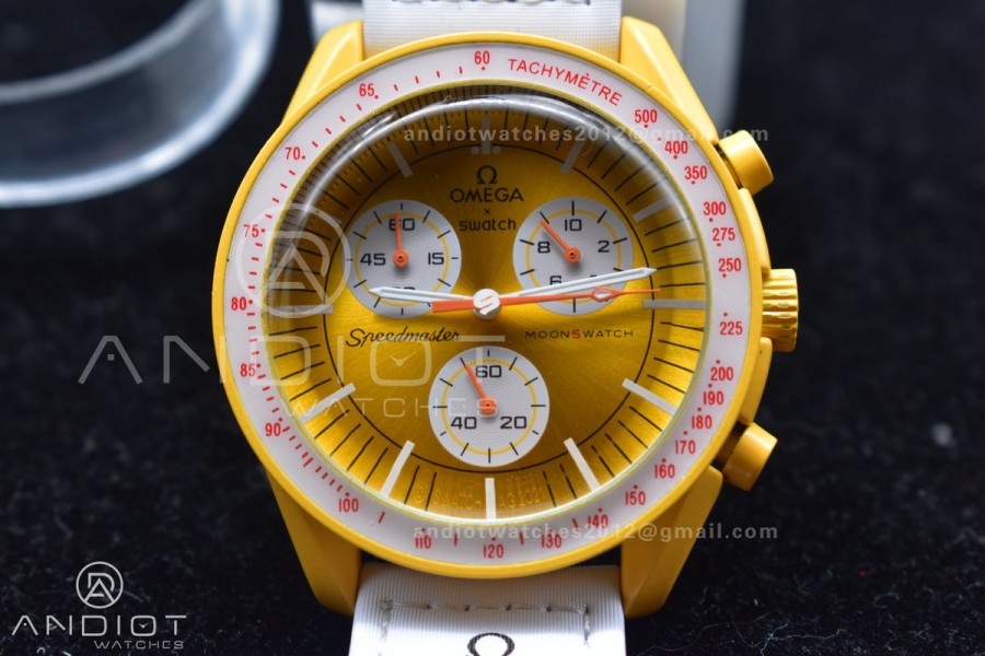 Swatch x Omega Bioceramic Moonwatch Mission to the Sun on Nylon Strap Quartz