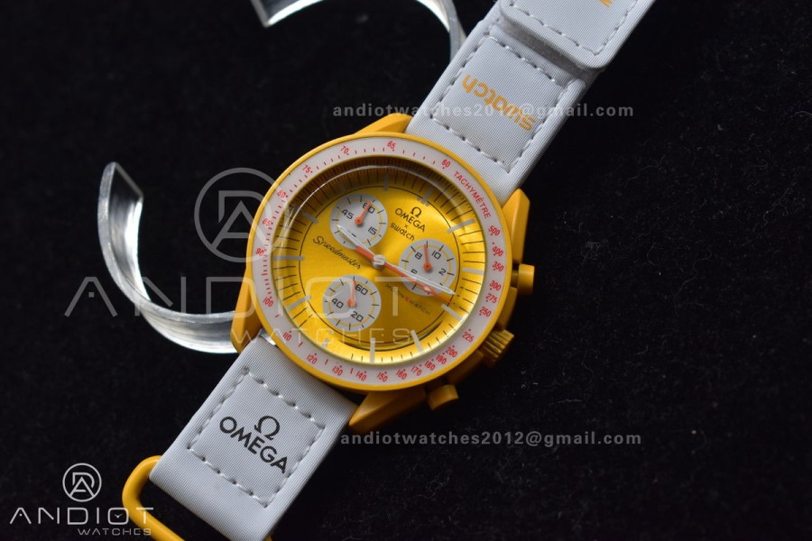 Swatch x Omega Bioceramic Moonwatch Mission to the Sun on Nylon Strap Quartz