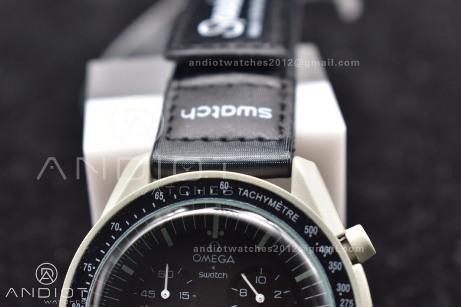 Swatch x Omega Bioceramic Moonwatch Mission to The Moon on Nylon Strap Quartz