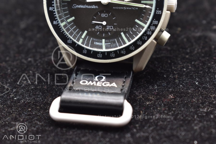 Swatch x Omega Bioceramic Moonwatch Mission to The Moon on Nylon Strap Quartz