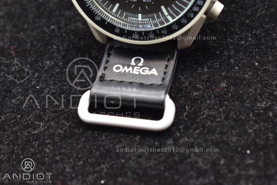 Swatch x Omega Bioceramic Moonwatch Mission to The Moon on Nylon Strap Quartz