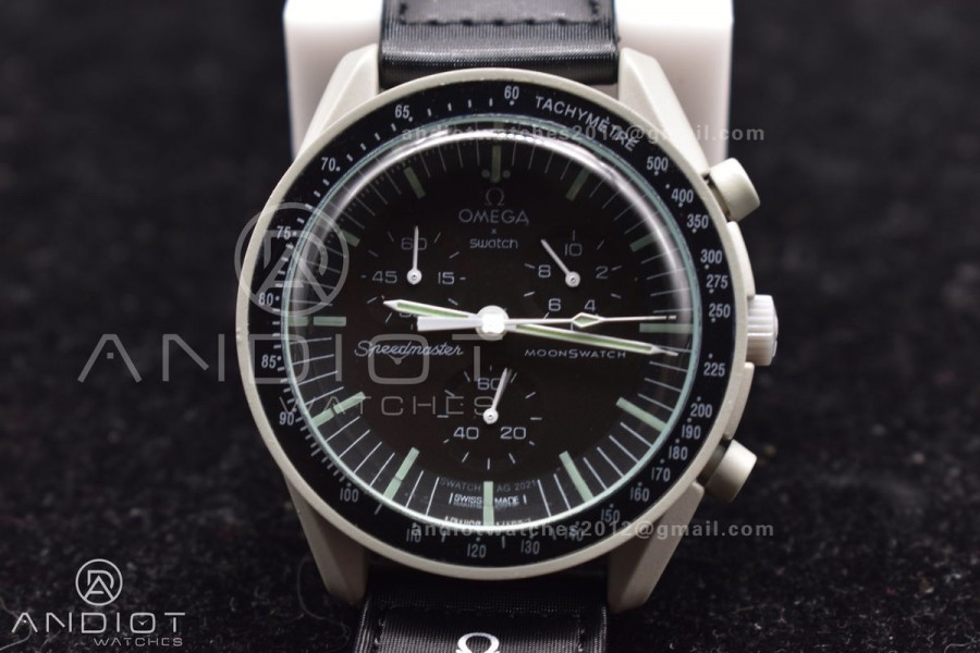 Swatch x Omega Bioceramic Moonwatch Mission to The Moon on Nylon Strap Quartz