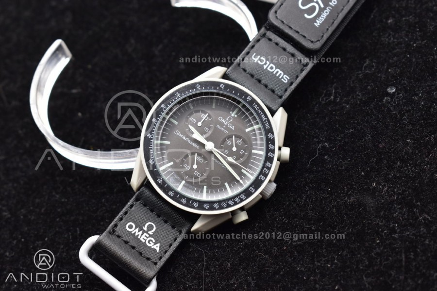 Swatch x Omega Bioceramic Moonwatch Mission to The Moon on Nylon Strap Quartz