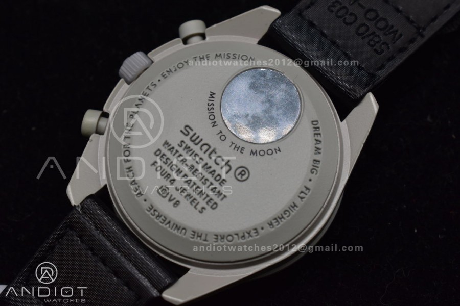 Swatch x Omega Bioceramic Moonwatch Mission to The Moon on Nylon Strap Quartz