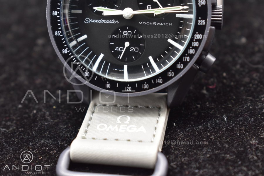 Swatch x Omega Bioceramic Moonwatch Mission to Mercury on Nylon Strap Quartz