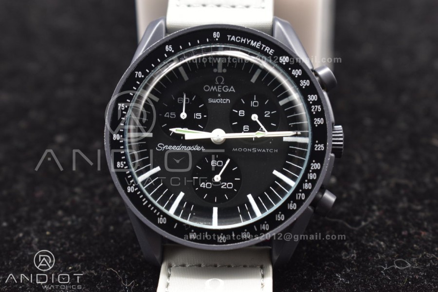 Swatch x Omega Bioceramic Moonwatch Mission to Mercury on Nylon Strap Quartz