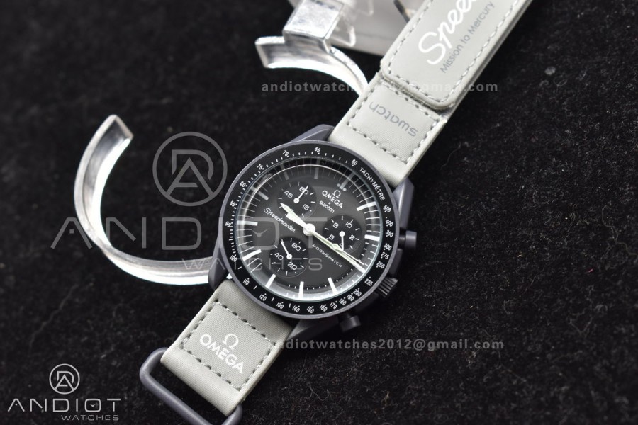 Swatch x Omega Bioceramic Moonwatch Mission to Mercury on Nylon Strap Quartz