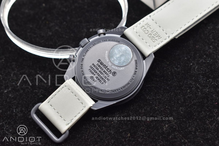 Swatch x Omega Bioceramic Moonwatch Mission to Mercury on Nylon Strap Quartz