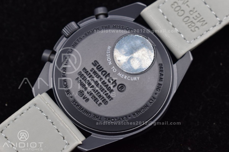 Swatch x Omega Bioceramic Moonwatch Mission to Mercury on Nylon Strap Quartz